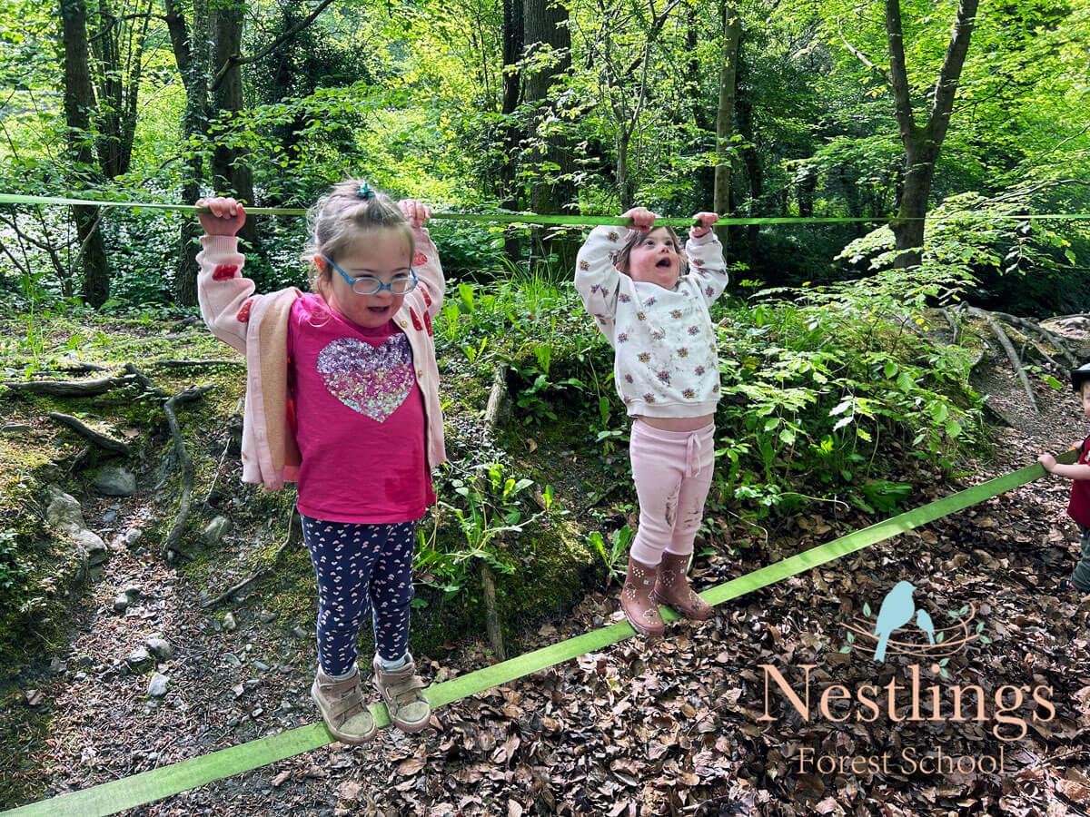 climbing in the woods