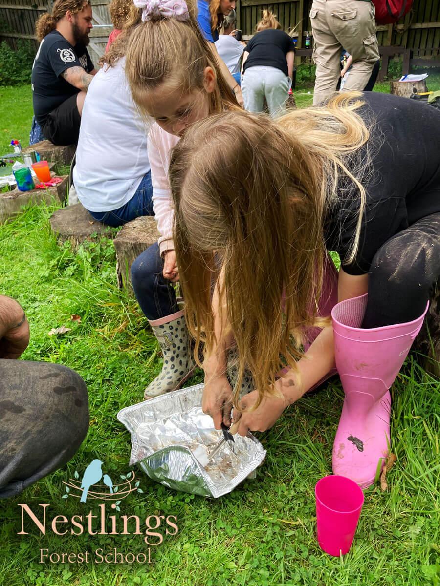 creating a fire with kindling