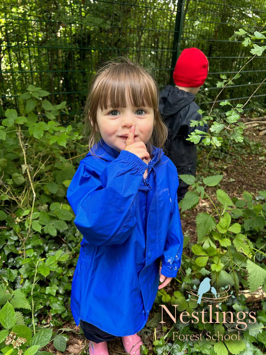 girl exploring the forest