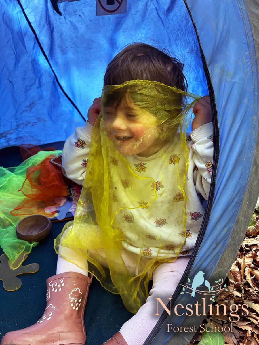 Toddler in a tent