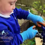 Woodwork boy drilling